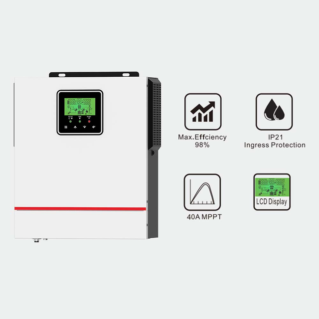 المصنع الأصلي التالي استخدام المنزل العاكس 1.5kw خارج الشبكة الشمسية العاكس 40A MPPT PV نطاق جهد الإدخال 30 ~ 150VDC