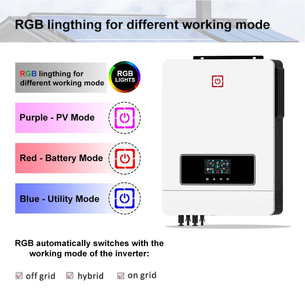 الحد الأقصى DUAL PV 10.2KW 160A MPPT مدمج HBRID مع WIFI SOLAR INVERTER