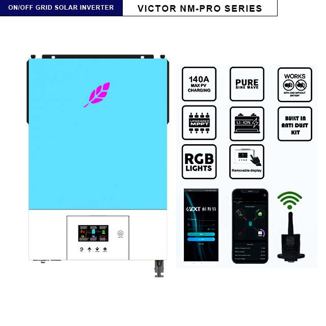 NEXTPOWER ON/OFF GRID 6.2kw 48V موجة جيبية نقية عاكس شمسي هجين MPPT 90-450V الجهد