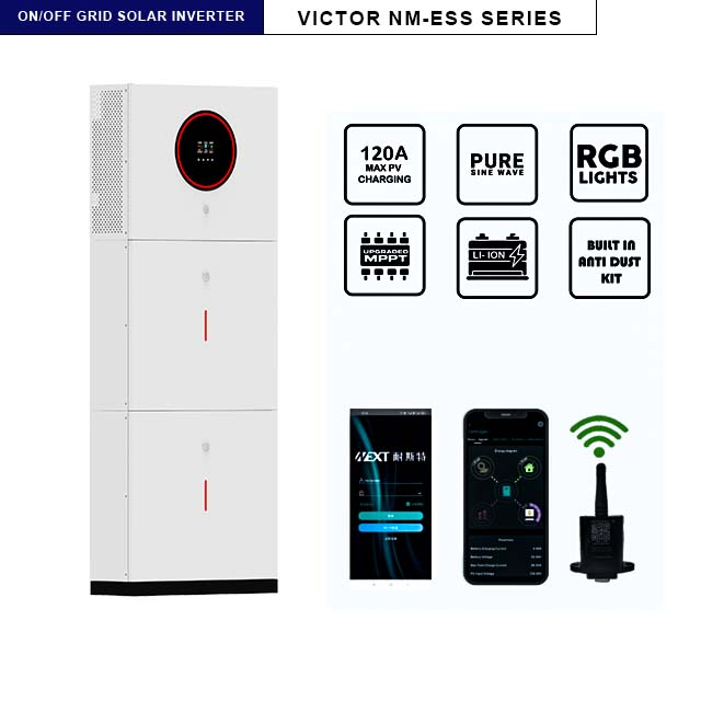 سلسلة ESS 120A MPPT 3.6KW/6.2KW On/off Grid Solar Inverter الصف A نظام تخزين طاقة بطارية الليثيوم